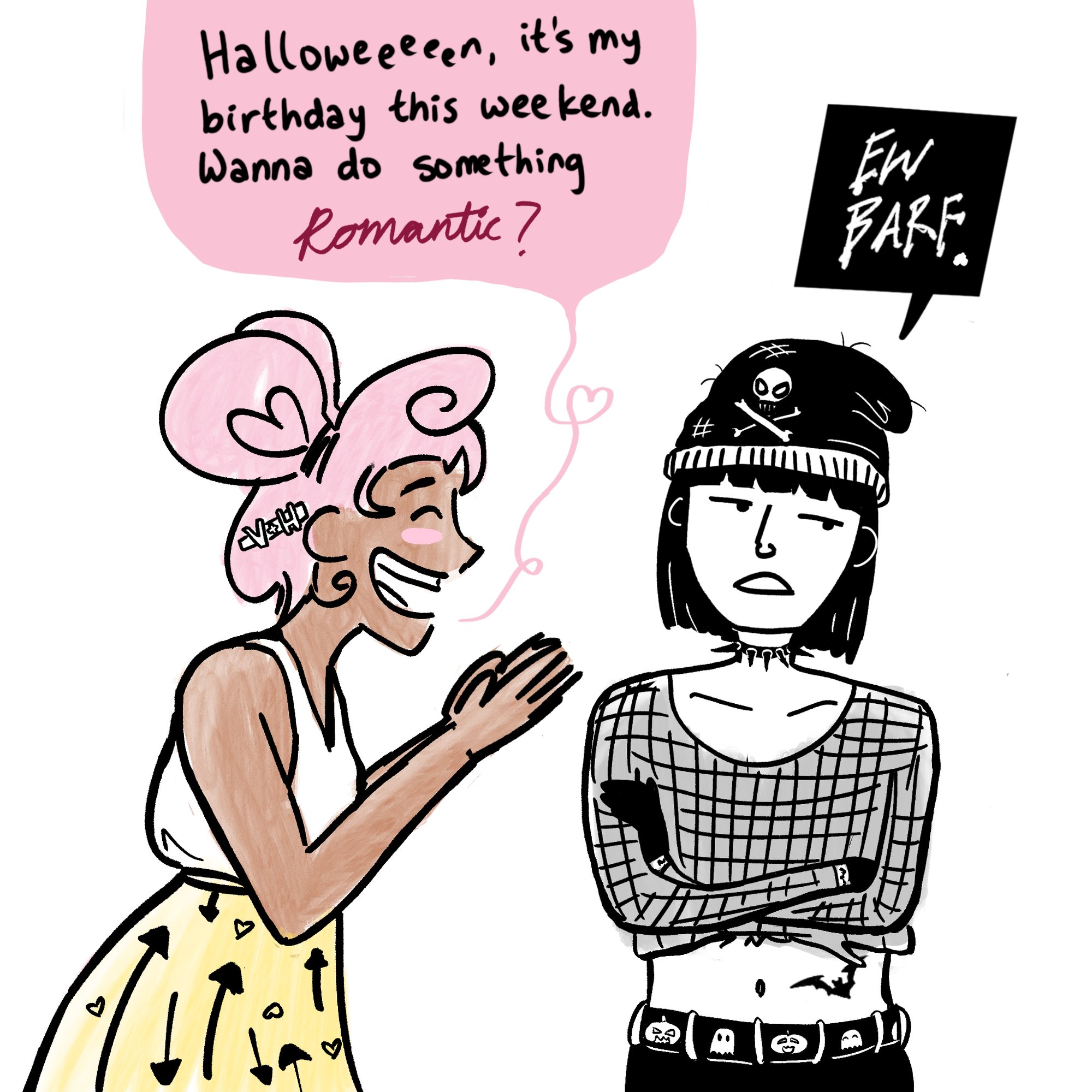 If Valentines Day and Halloween Were GFs (2), by Laura Gao