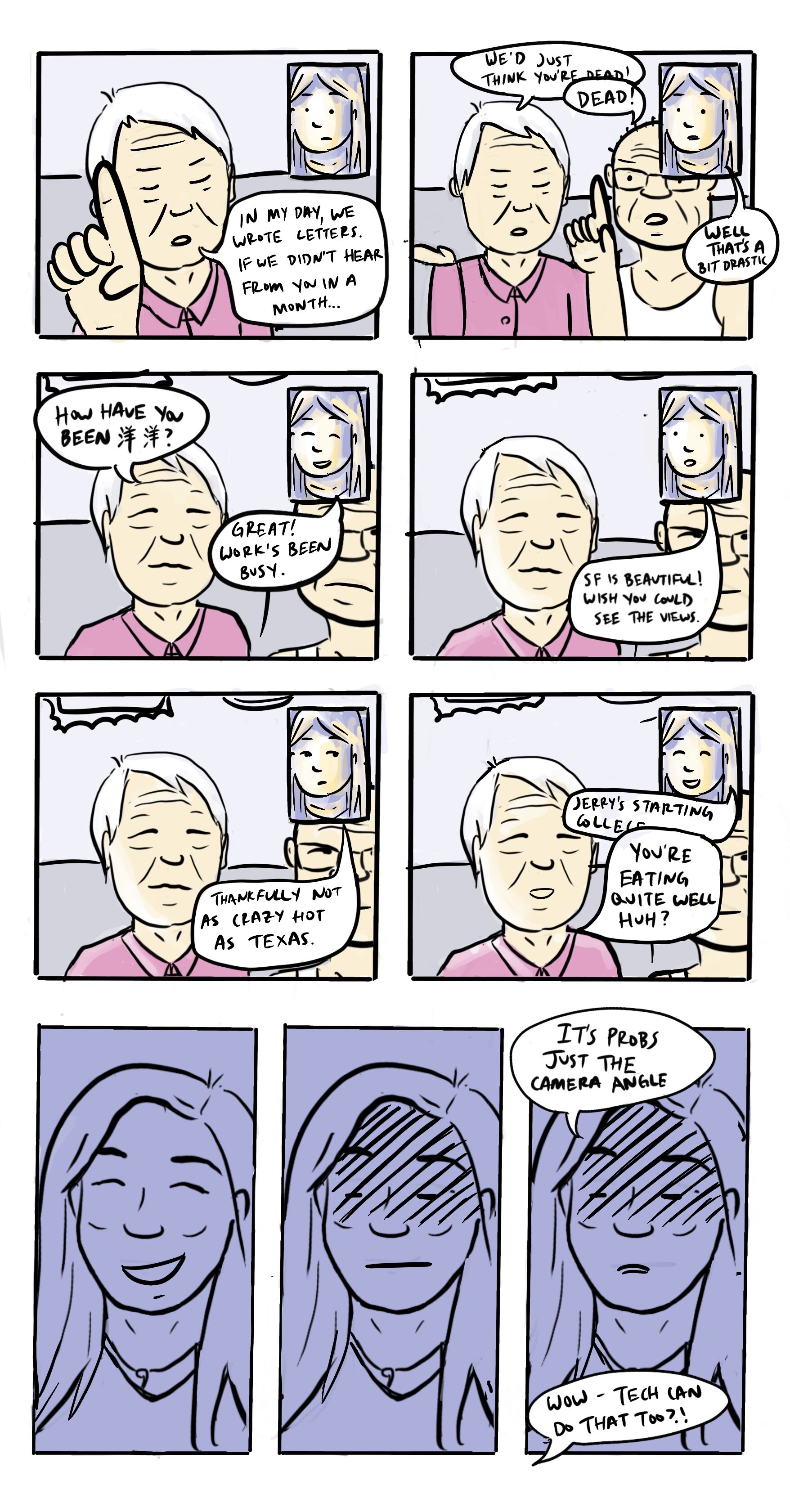 FaceTiming Yeye Nainai (4), by Laura Gao