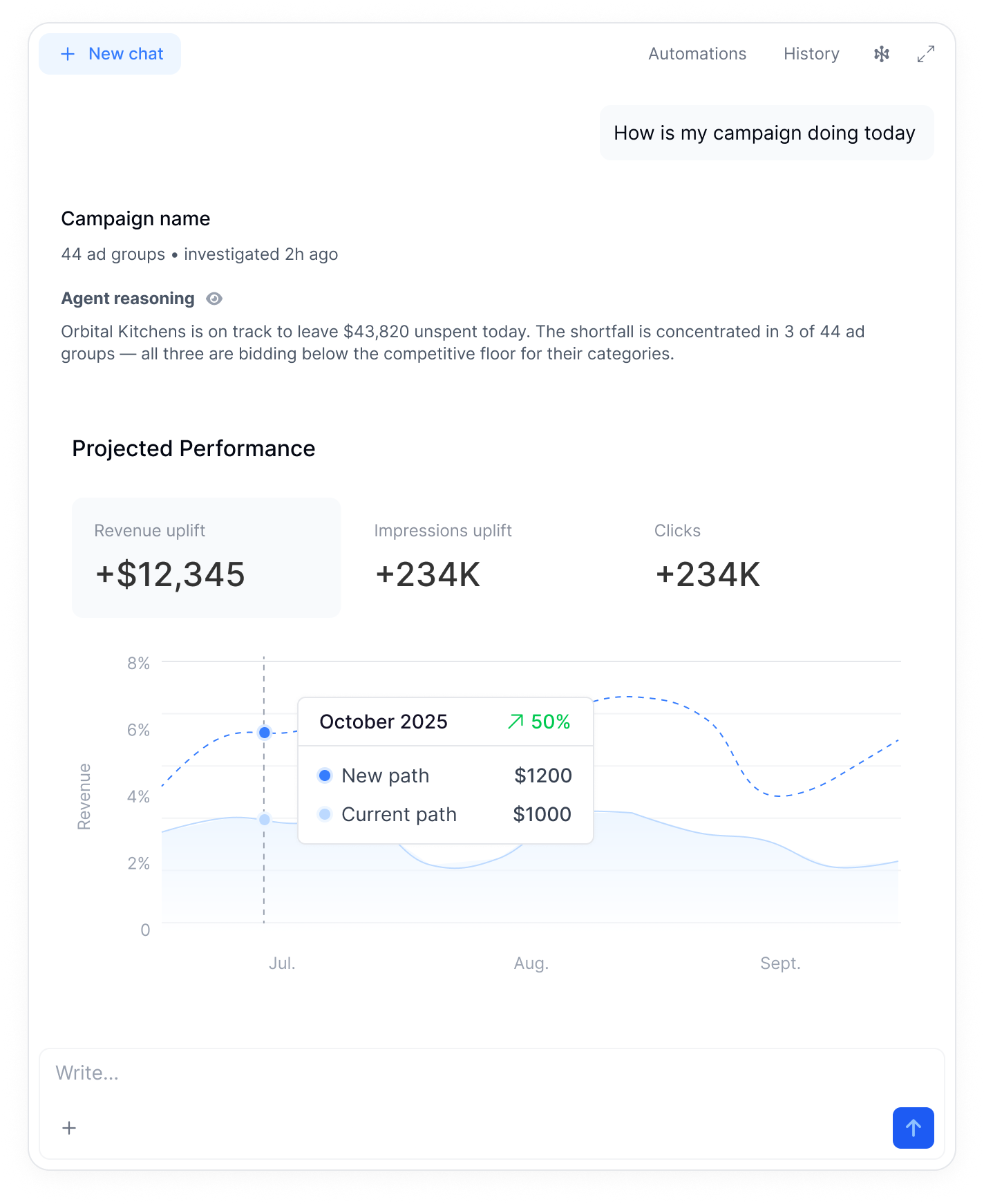 Chatbot response with insights