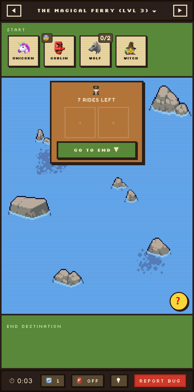 An early build where the two river banks are flat green rectangles